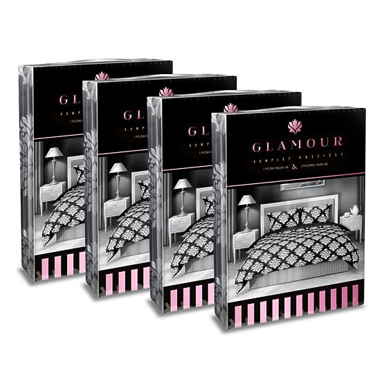 Biancheria da letto in cotone Glamour bianco e nero 140x200cm + 70x90cm