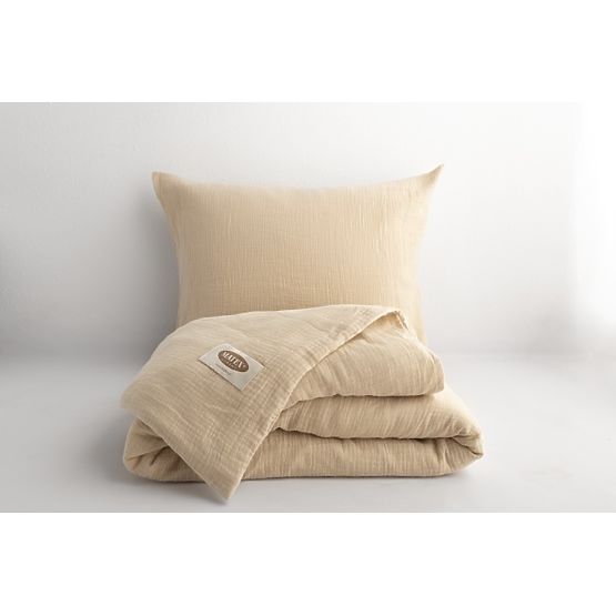 Biancheria da letto in mussola 140x200 cm + 70x90 cm beige