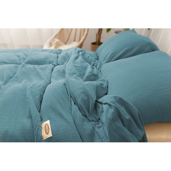 Biancheria da letto in mussola 140x200 cm + 70x90 cm blu scuro