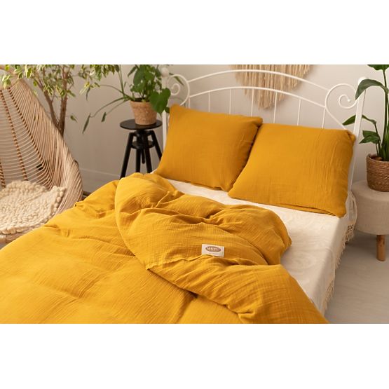Biancheria da letto in mussola 140x200 cm + 70x90 cm senape