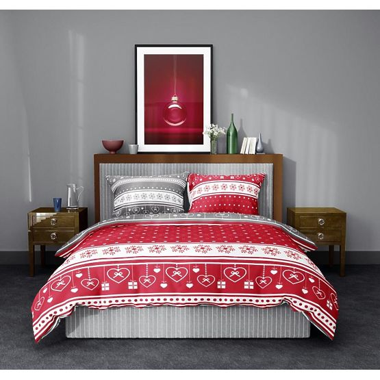 Biancheria da letto natalizia rosso-grigio 140x200 cm + 70x90 cm