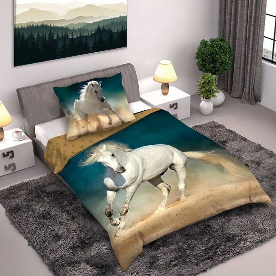 Biancheria da letto per bambini 140x200 cm + 70x90 cm Cavallo bianco