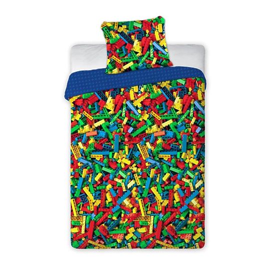 Biancheria da letto per bambini 140x200 cm + 70x90 cm Lego colorato