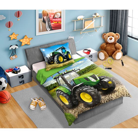 Biancheria da letto per bambini 140x200 cm + 70x90 cm Trattore verde