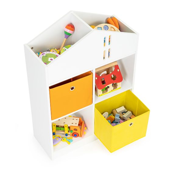 Biblioteca domestica con contenitori