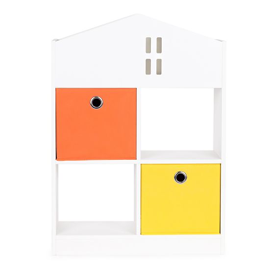 Biblioteca domestica con contenitori