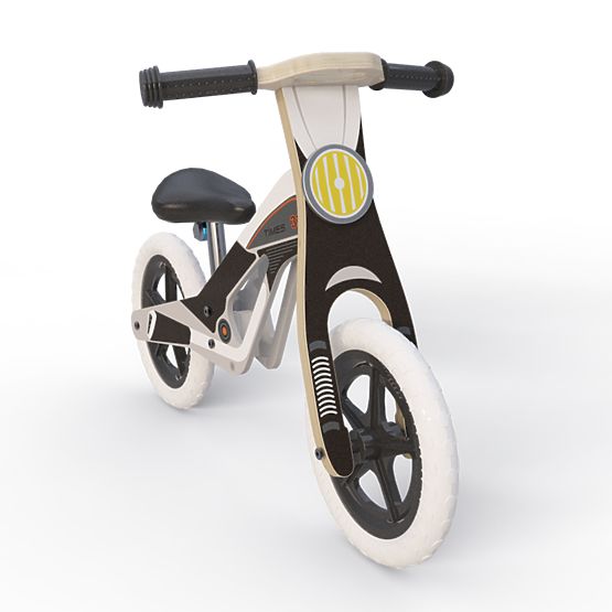 Bicicletta senza pedali in legno Drake - bianco e nero