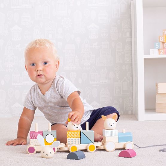 Bigjigs Baby Treno in legno con animali
