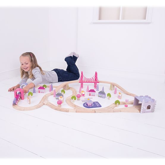 Bigjigs Rail Grande binario del treno delle principesse in legno