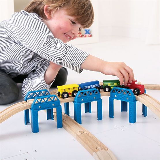 Bigjigs Rail Le rotaie in legno impostano la costruzione del ponte