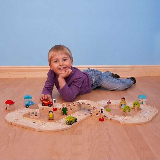 Bigjigs Rail Pista per auto a otto in legno