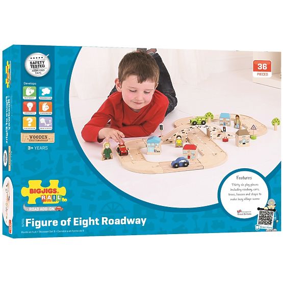 Bigjigs Rail Pista per auto a otto in legno