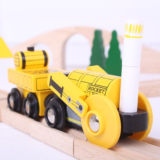 Bigjigs Rail Replica della storica locomotiva Rocket + 2 binari