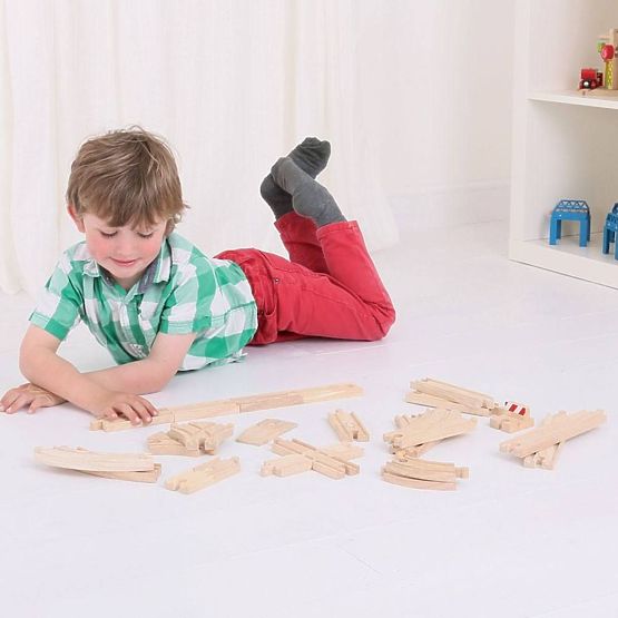 Bigjigs Rail Set di Binari in Legno 25 Pezzi