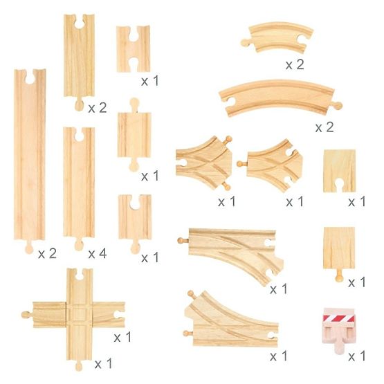 Bigjigs Rail Set di Binari in Legno 25 Pezzi
