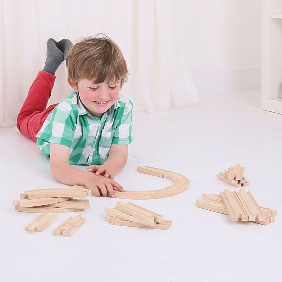 Bigjigs Rail Set di rotaie in legno da 24 parti