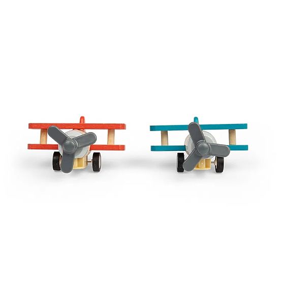 Bigjigs Toys Aereo in legno a carica Biplano 1 pz