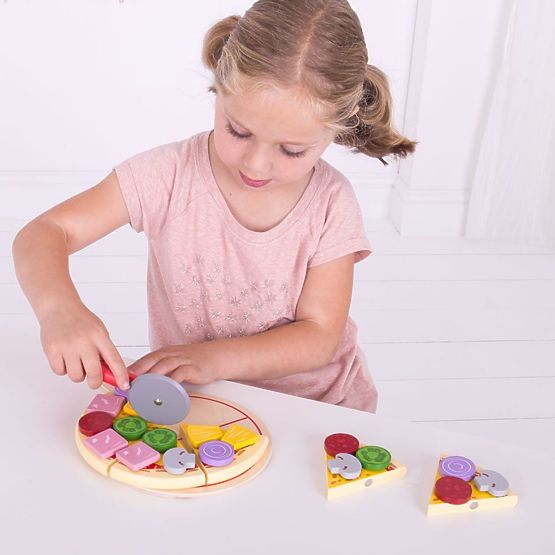 Bigjigs Toys Affettatrice per pizza in legno