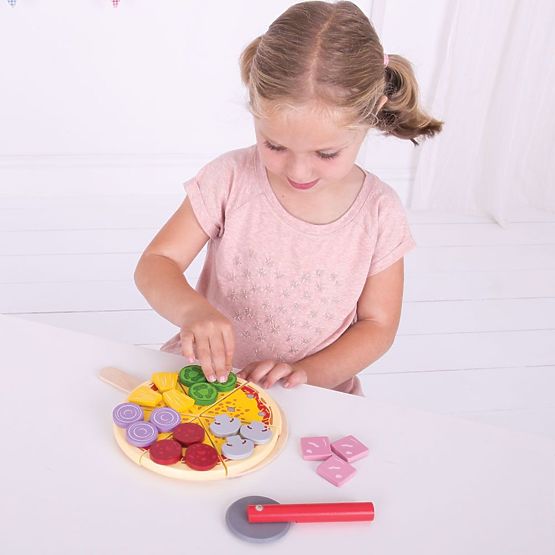 Bigjigs Toys Affettatrice per pizza in legno