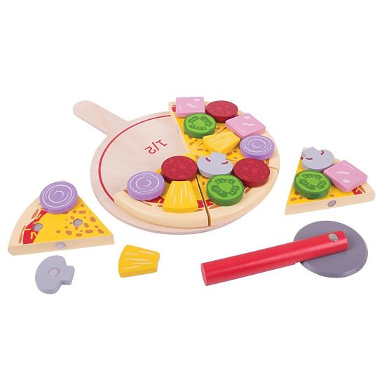 Bigjigs Toys Affettatrice per pizza in legno