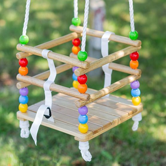 Bigjigs Toys Altalena con perline di legno