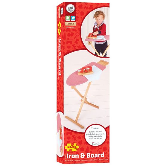 Bigjigs Toys Asse da Stiro in Legno con Ferro da Stiro - Imballaggio Danneggiato
