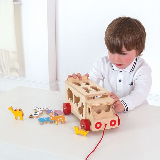 Bigjigs Toys Auto in legno con animali