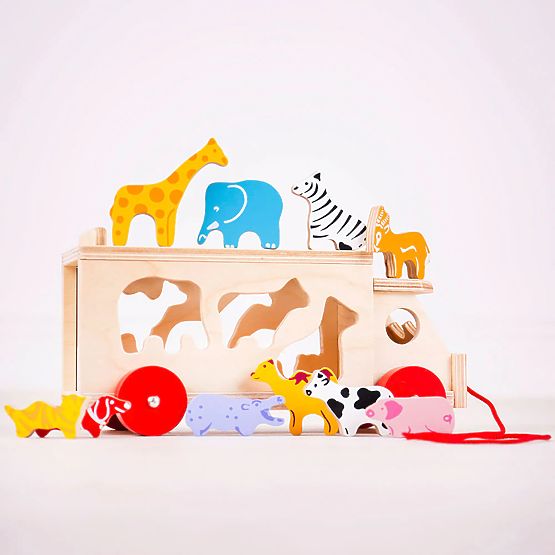 Bigjigs Toys Auto in legno con animali