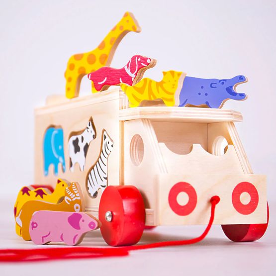 Bigjigs Toys Auto in legno con animali
