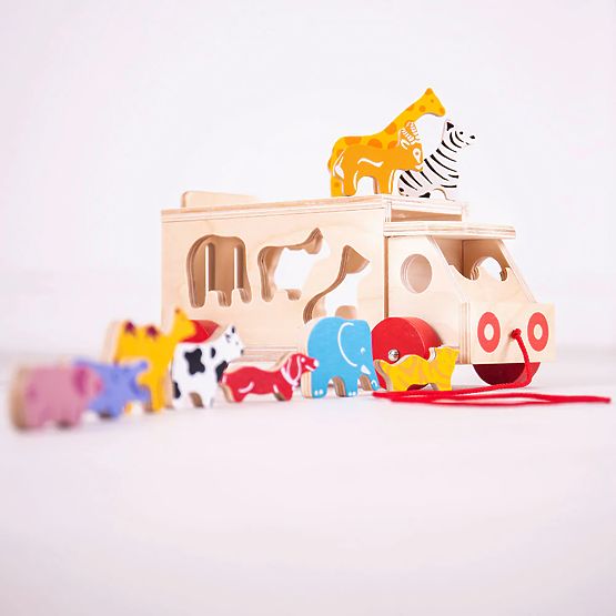 Bigjigs Toys Auto in legno con animali