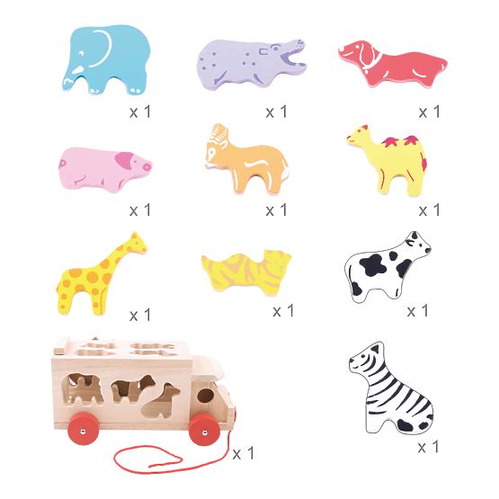 Bigjigs Toys Auto in legno con animali