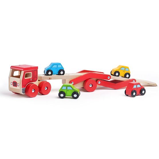Bigjigs Toys Camion di legno con macchinine