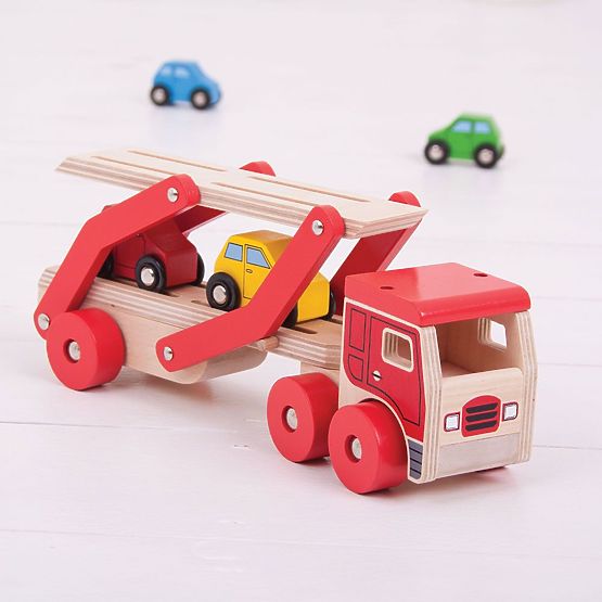 Bigjigs Toys Camion di legno con macchinine