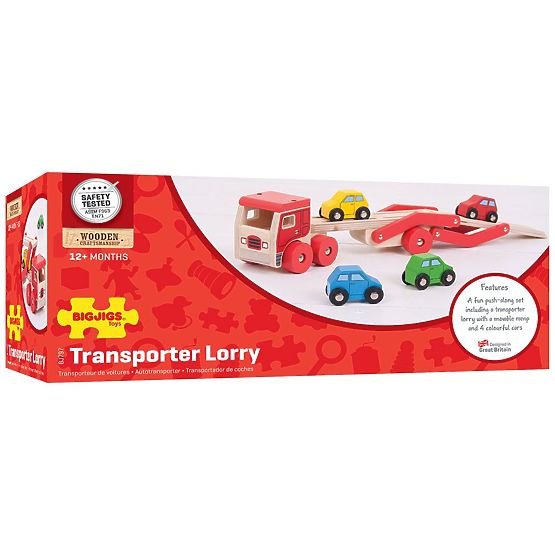 Bigjigs Toys Camion di legno con macchinine
