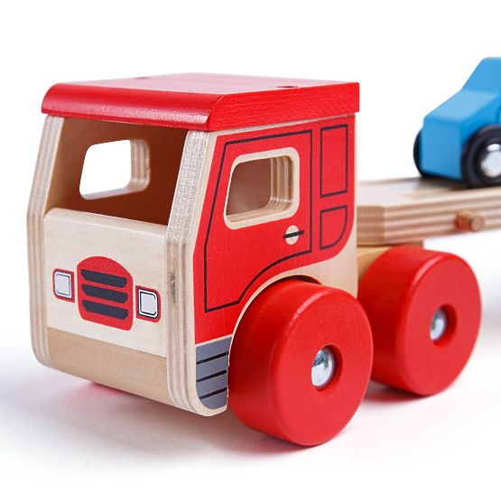 Bigjigs Toys Camion di legno con macchinine