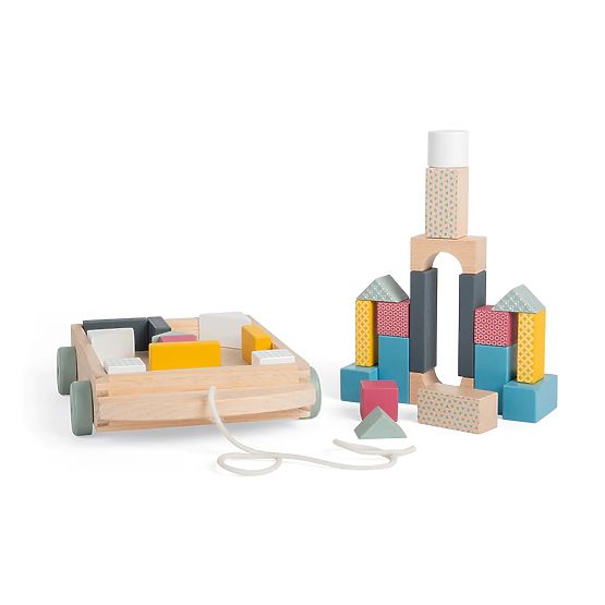 Bigjigs Toys Carrello con Blocchi di Legno