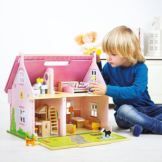 Bigjigs Toys Casa delle bambole in legno portatile