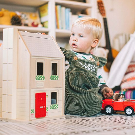 Bigjigs Toys Casa delle bambole pieghevole con accessori