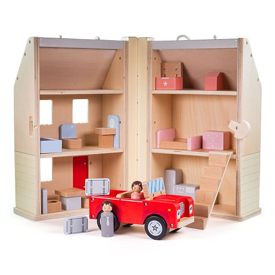 Bigjigs Toys Casa delle bambole pieghevole con accessori