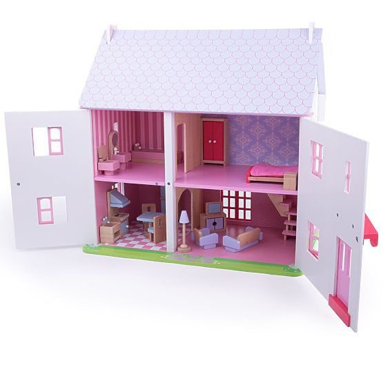Bigjigs Toys Casa delle bambole rosa