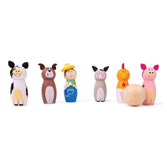 Bigjigs Toys Fattoria di birilli in legno