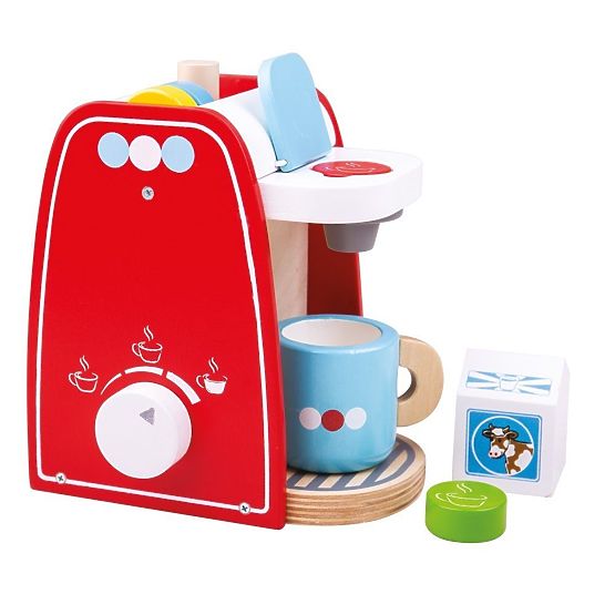 Bigjigs Toys Macchina da caffè in legno rossa