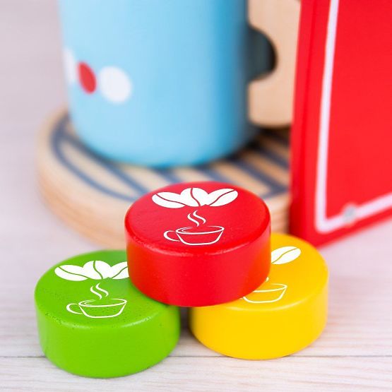 Bigjigs Toys Macchina da caffè in legno rossa