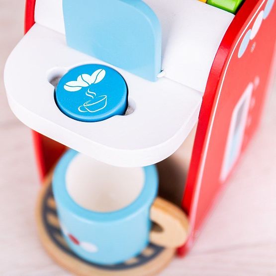 Bigjigs Toys Macchina da caffè in legno rossa