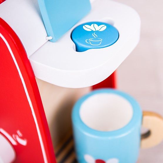 Bigjigs Toys Macchina da caffè in legno rossa