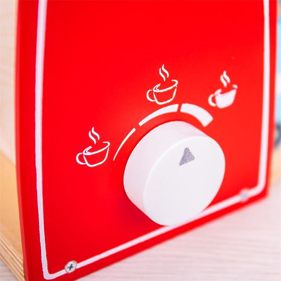 Bigjigs Toys Macchina da caffè in legno rossa