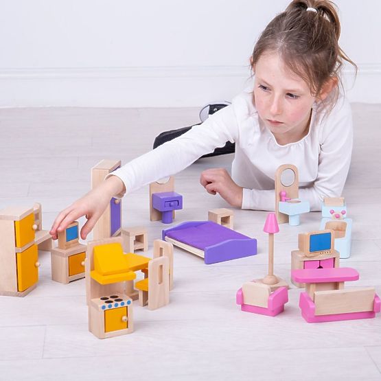 Bigjigs Toys Mobili per case delle bambole in legno