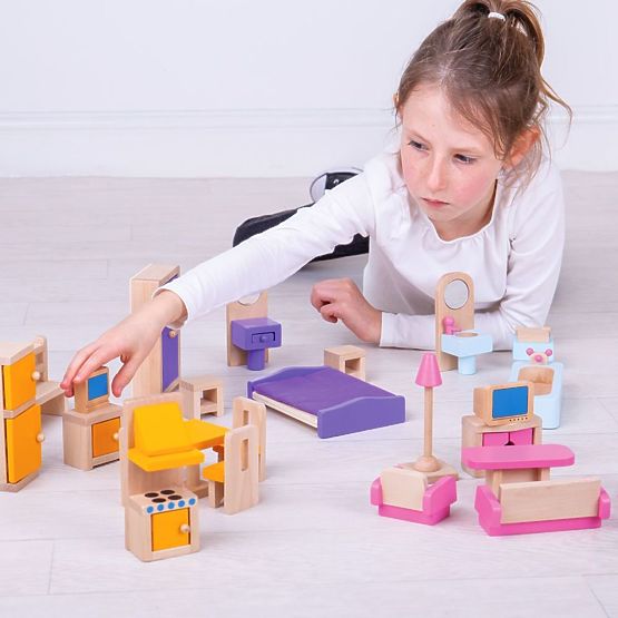 Bigjigs Toys Mobili per case delle bambole in legno