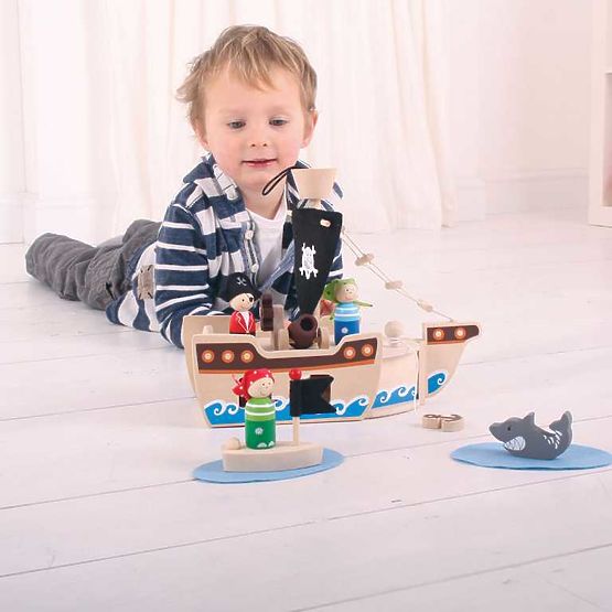 Bigjigs Toys Nave pirata con pirati