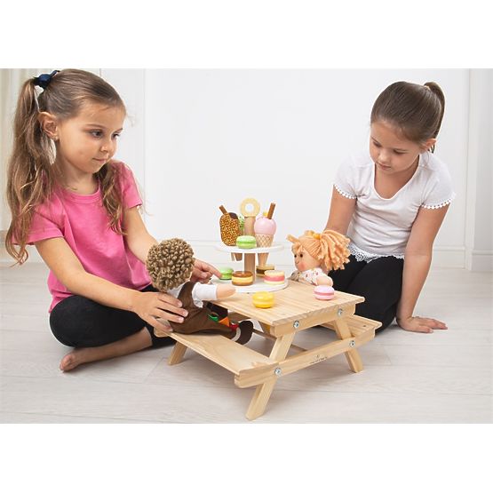 Bigjigs Toys Panchina da picnic in legno per bambole